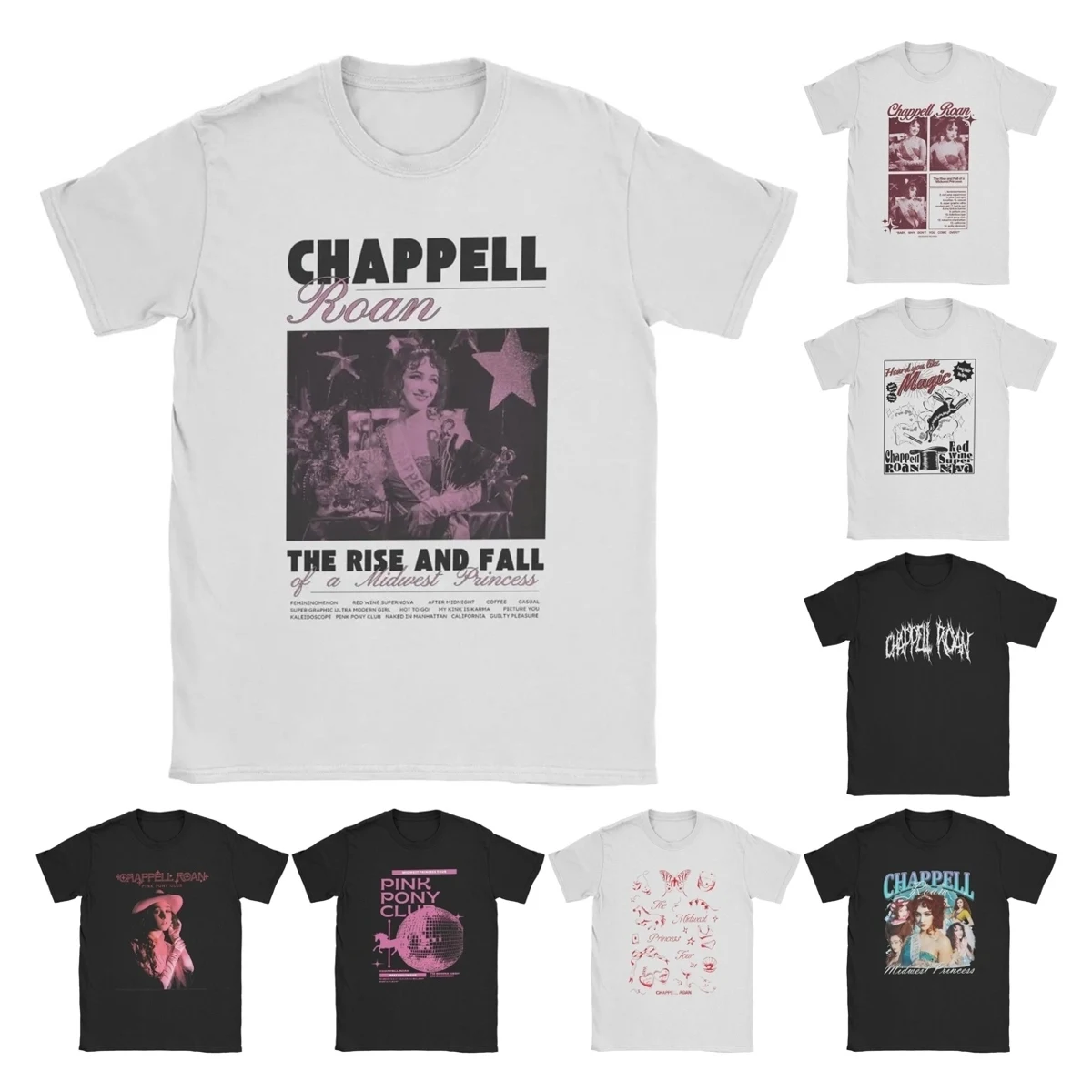 Novelty Chappell Roan Midwest Princess T-Shirts for Men Round Neck 100% Cotton T Shirts Cool Singer Short Sleeve Tees Summer