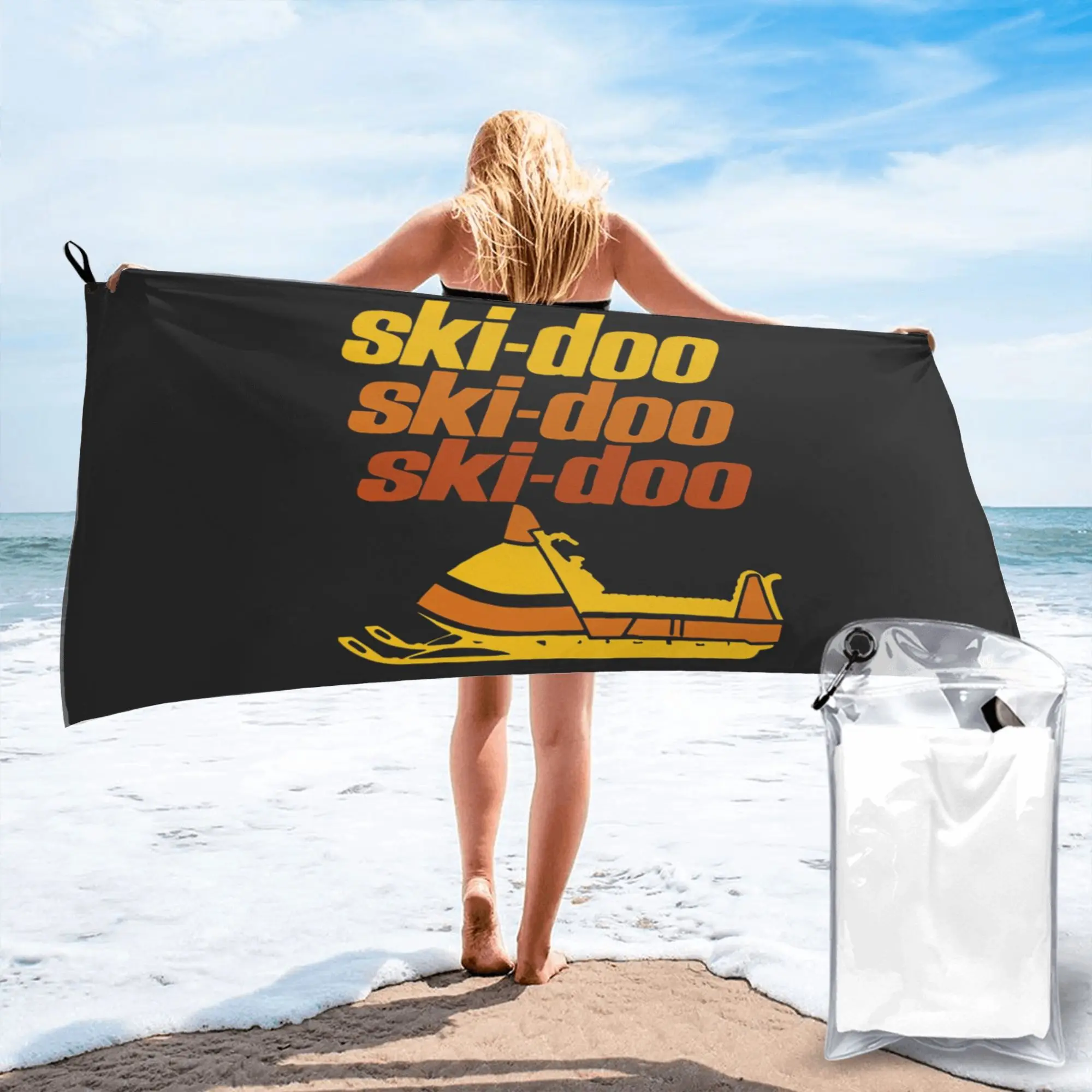 Ski Doo vintage Snowmobiles Beach Towel Soft Microfiber Quick Dry Absorbent Quick Towels For Yoga
