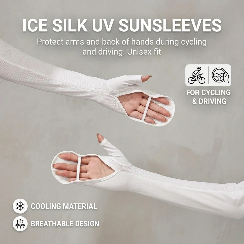 Arm Sleeves Breathable Cycling Gear for Men Women UPF50+ UV Protection Ice Silk Sun Guard Cooling Driving Arm Covers Durable