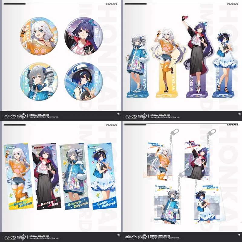 Sunsyea Honkai Impact 3rd Official Merch miHoYo Original XRJNH Series Acrylic Stand Keychain Badge Ticket Mei Bronya Kiana Seele
