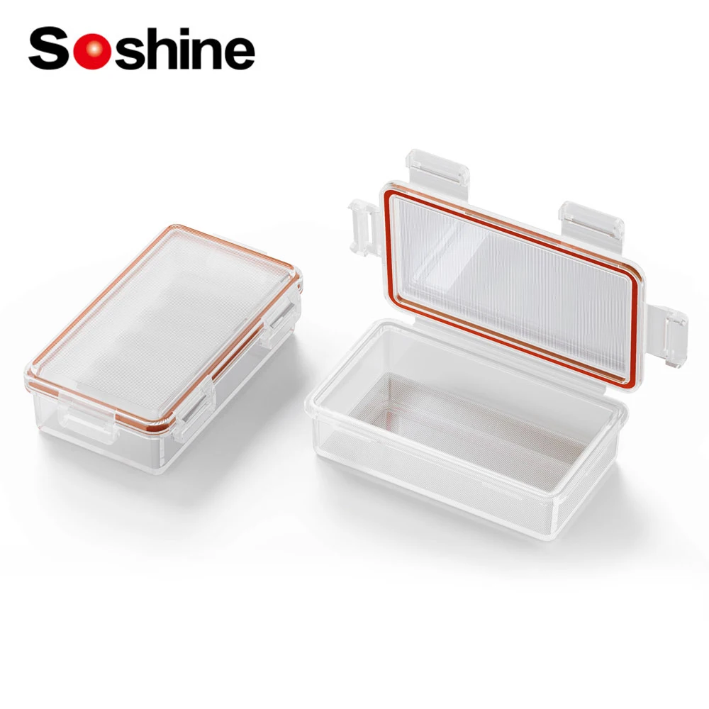 Soshine 5PC 18650 2 Slots Waterproof Battery Case with Clip White Hard Plastic Waterproof Boxes Battery Storage Holder Container