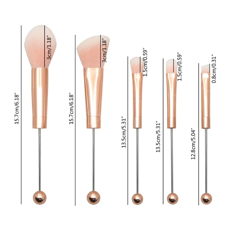 1 oder 5 Teile/Set DIY Perlenpinsel-Set mit Metallgriff, Rougepinsel/loser Puderpinsel/Lidschatten-Augenbrauenpinsel