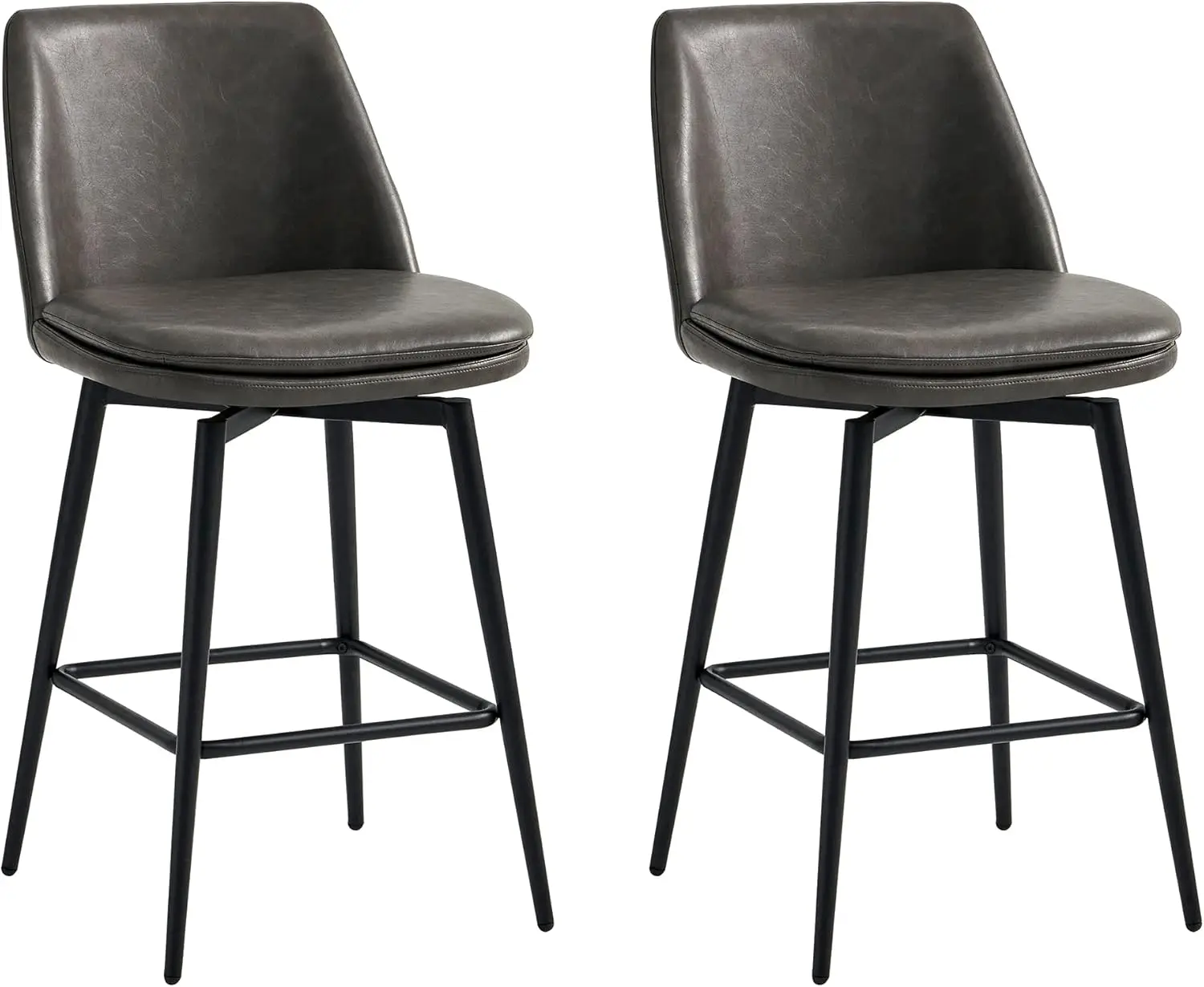 

CHITA Counter Height Swivel Barstools, FSC Certified Upholstered Faux Leather Stools Set of 2, Metal Base, 27.2" Seat Height