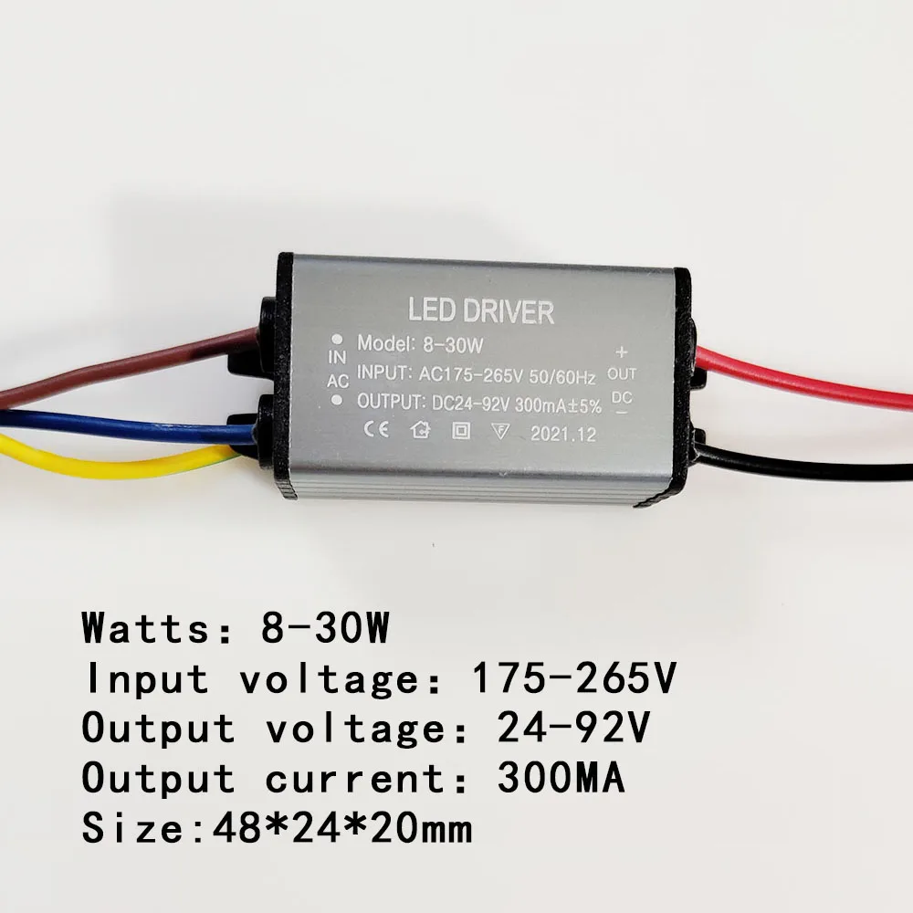 Fuente de alimentación de DC24-92V, controlador LED de 8-30W, 50W, 300MA, DC85-175V, reflector, transformador de iluminación, adaptador impermeable