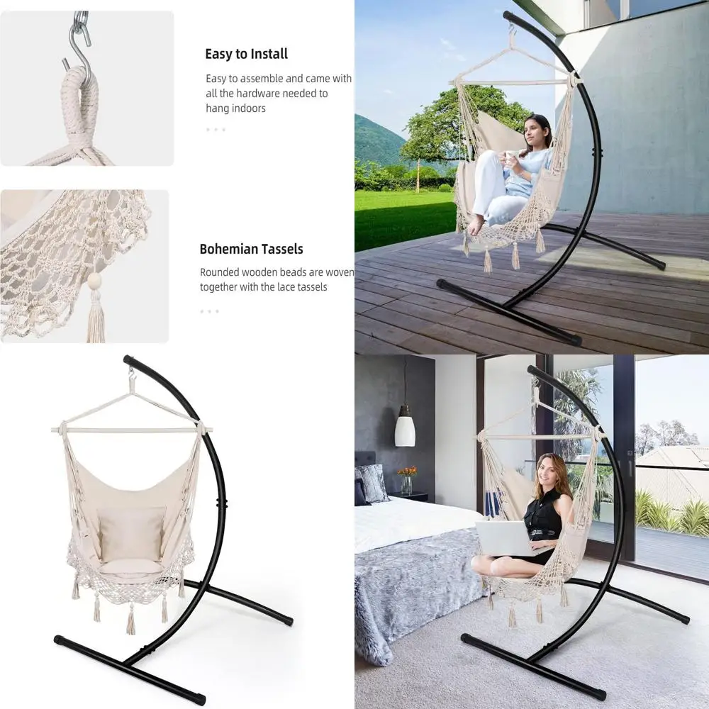 

Heavy Duty Hanging Chair Stand, 330LB Capacity, Suitable for Indoor and Outdoor Hammock Swings