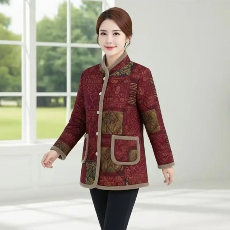 Nueva chaqueta de algodón de invierno para mamá, gran oferta, temporada, recién llegado, abrigo de ajuste informal con forro polar grueso para mujer