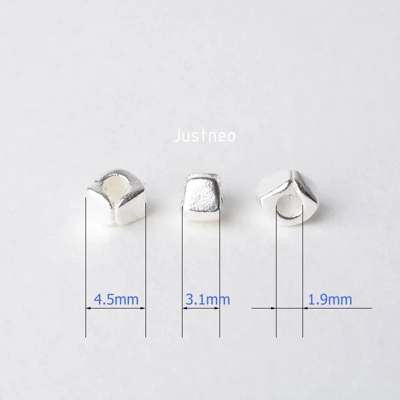 solid 925 sterling silver sector charm beads, spacer loose bead with 1.9mm hole jewelry diy components accessories