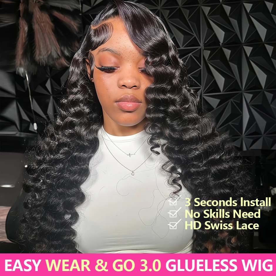

Loose Deep Wave 5x5 Lace Closure glueless Wigs Human Hair Ready to Wear 3.0 13x4 Lace Frontal Curly Water Wave Human Hair Wigs