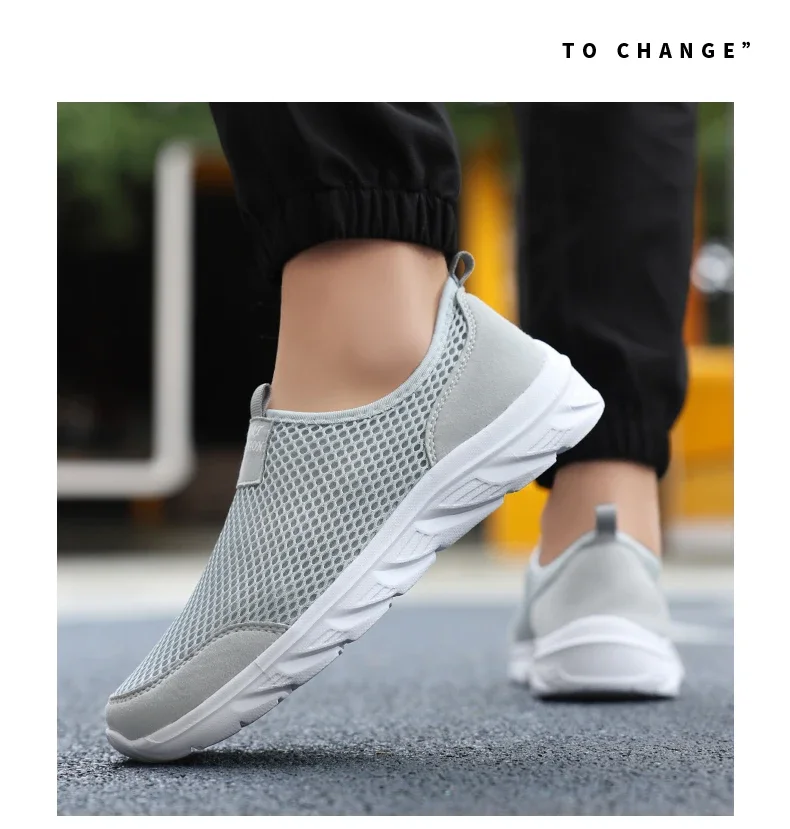 Summer Mesh Casual Shoes For Men Breathable Low-cut Men's Running Shoes Outdoor Non-slip Lightweight Sneakers Man Slip-on Shoes