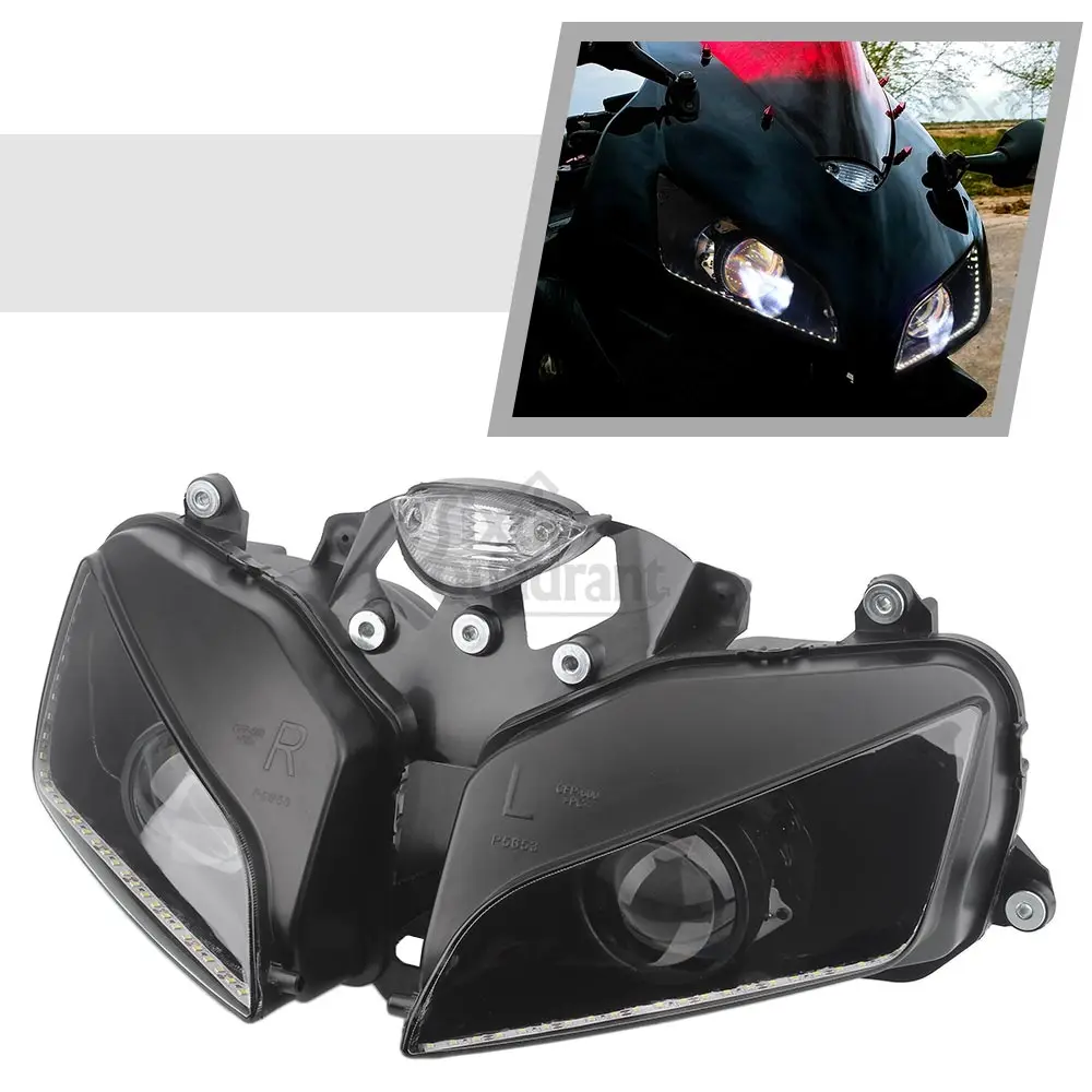 For Honda CBR600RR/F5 2003-2006 Motorcycle LED DRL Projector Headlight Assembly Custom Fully Red Devil White Angel Eyes