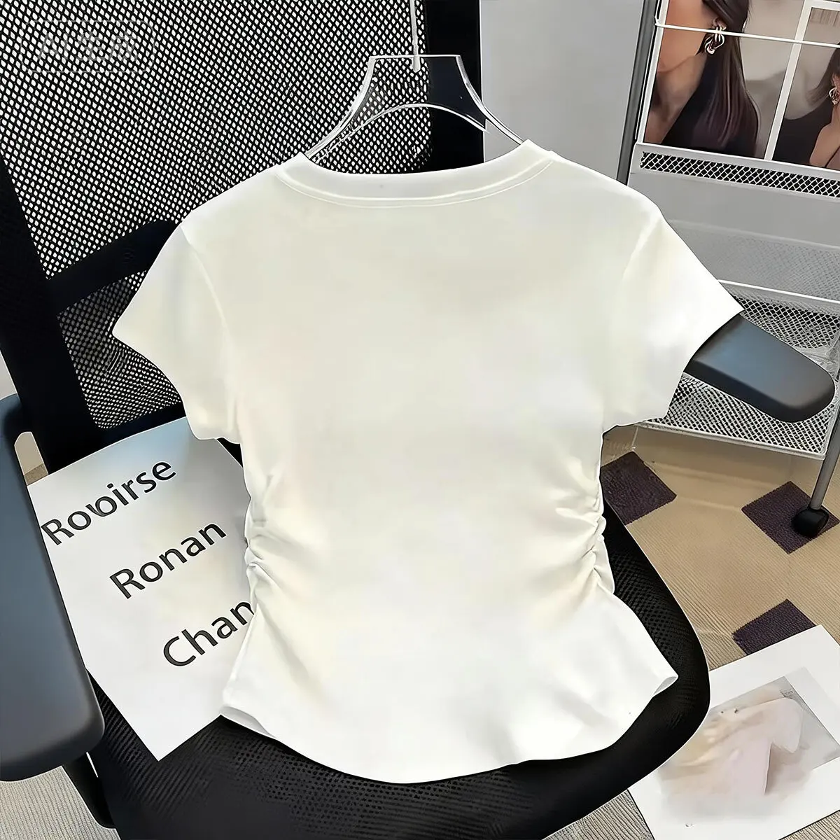 Women's Waist-Defining Elastic T Shirt Love Bear Roses Printed Short Sleeve Round Neck Top Summer t-shirts