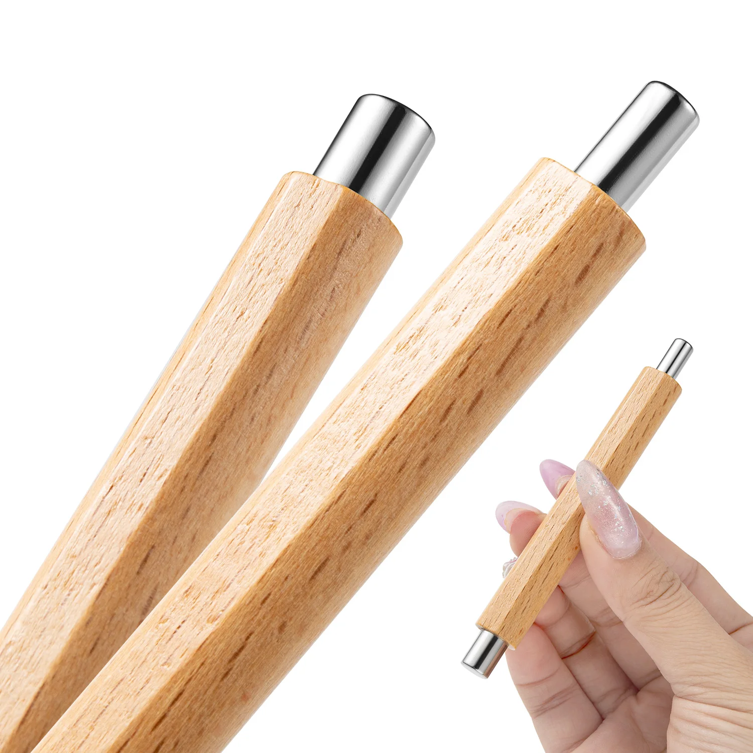 1pc Nail Art Nail Magnetic Stick Cat Eye Magnetic Rod Wooden Handle Cylindrical UV Gel Magnet Tools Double End Nail Design Tools