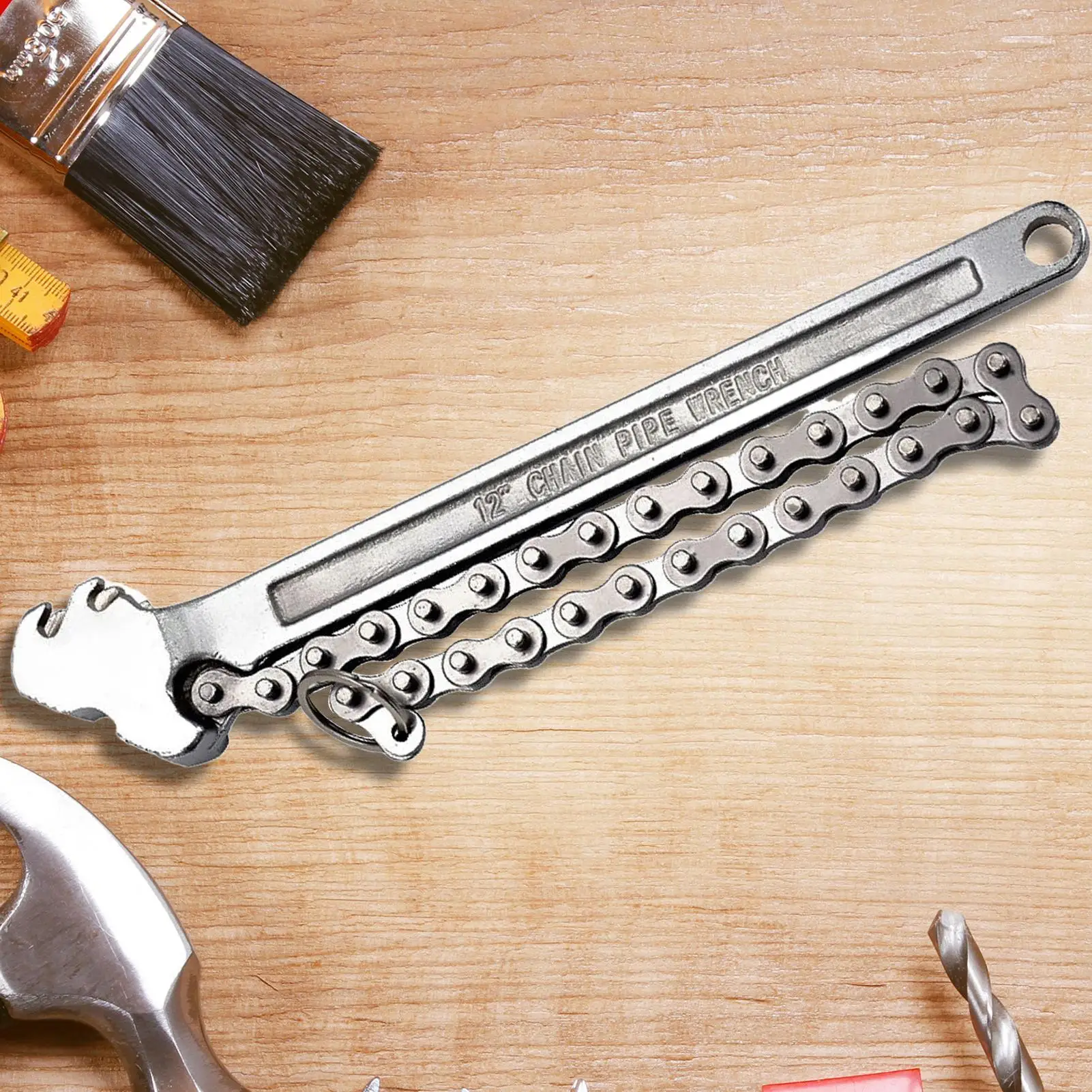 

16-Inch Car Adjustable Chain Pipe Filter Spanner Engine Oil Filter Chain Grip Wrench Triangular Grinding Teeth Repair Wrench