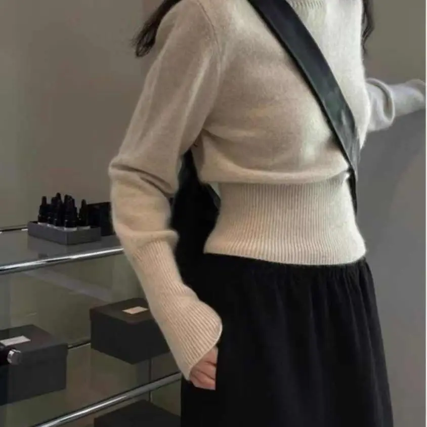 Maglioni Maglioni Donna Maglione da donna Trend 2025 Mohair Illusion Due pezzi Larghi impiombati Athleisure Art Lavorato a maglia di lana di lana