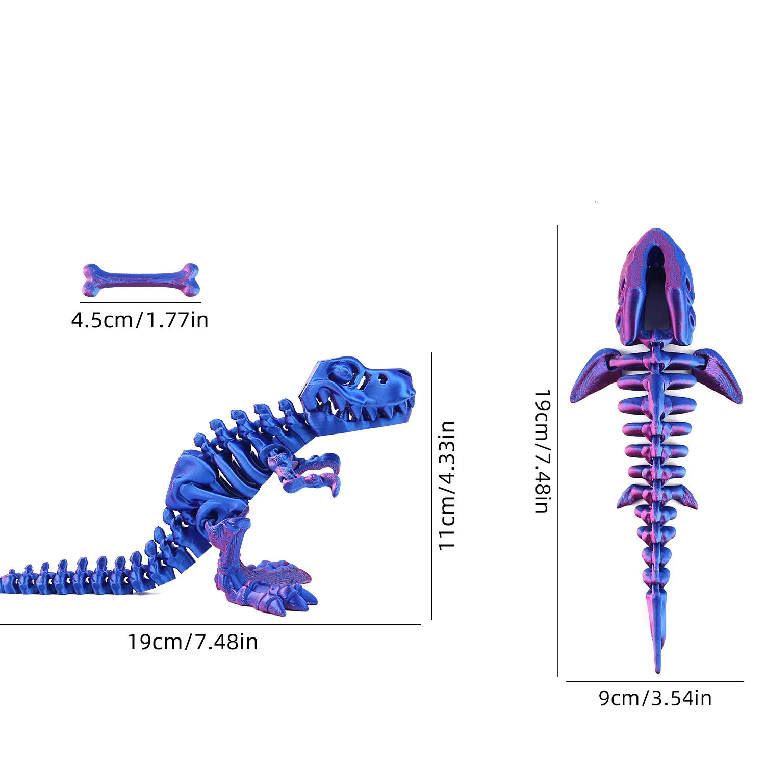 Druk 3D przegubów ciała rekina i dinozaura o ruchomymi kształtami, swobodne obrotowe zabawki, dekoracyjne prezenty, nowe i unikalne zwierzęta