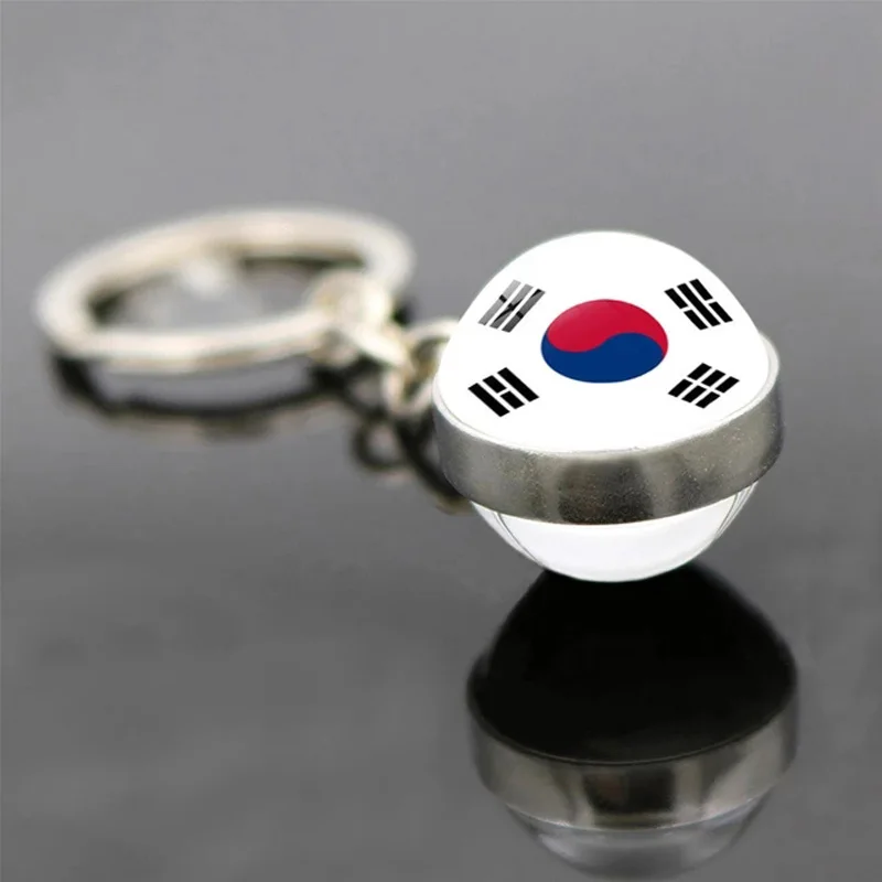 United States, France, South Korea, Israel, Spain, Russia, Classic Flag Keychain, Innovative Double-Sided Glass Ball Keychain,