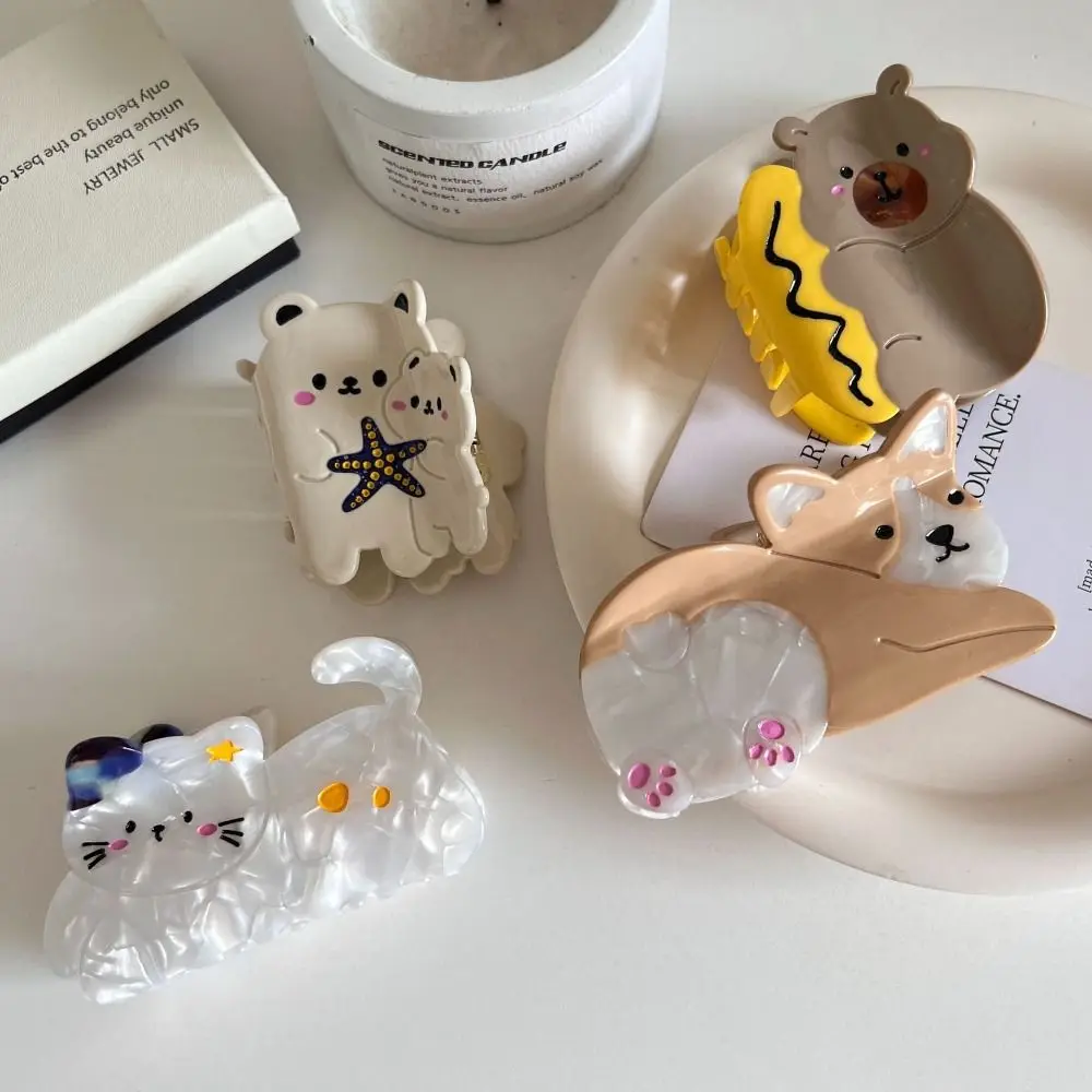

Personalized Acetic Acid Acetate Cat Hair Claw Pet Cartoon Animal Hair Clip Hairpin Capibara Corgi Dog Shark Clip Female