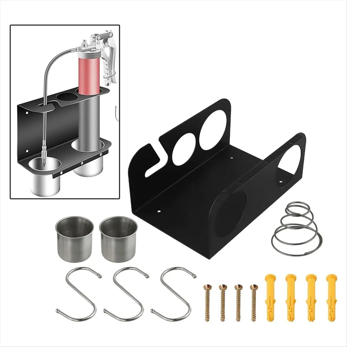 حامل آلة الشحوم، رف تخزين أدوات التثبيت على الحائط، مناسب للمصانع وورش العمل والمحلات التجارية ورفوف تخزين المرآب #5