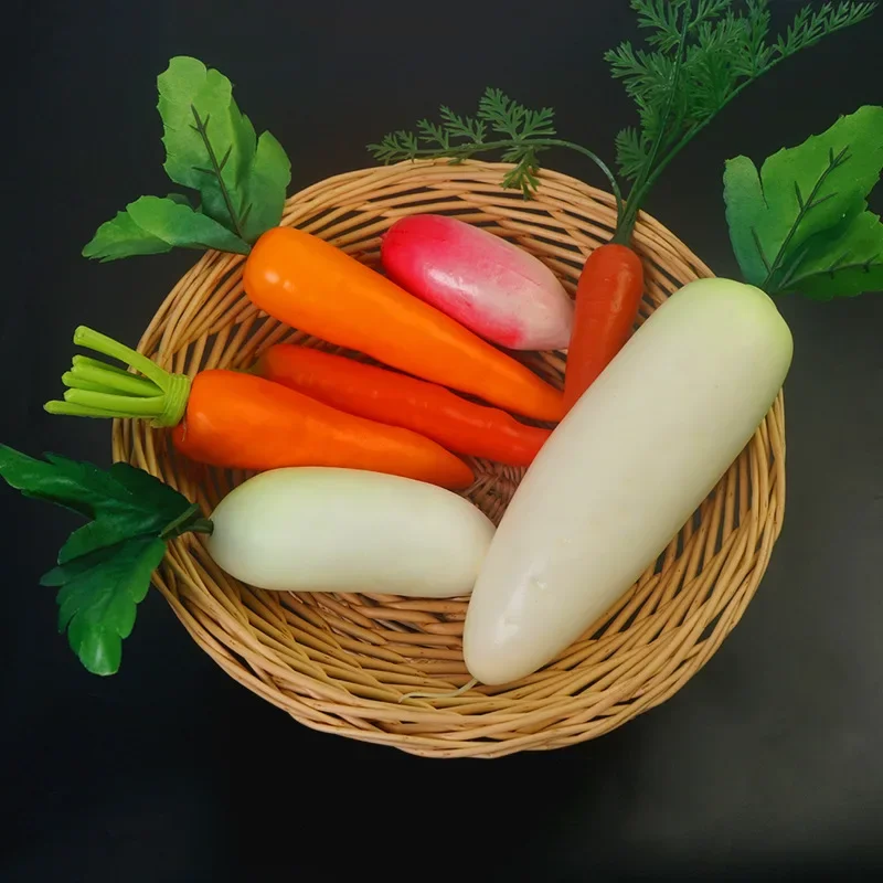 Simulation Radish Fake Carrot Vegetable Model Window Decorations Early Childhood Education Toys 7pc/lot