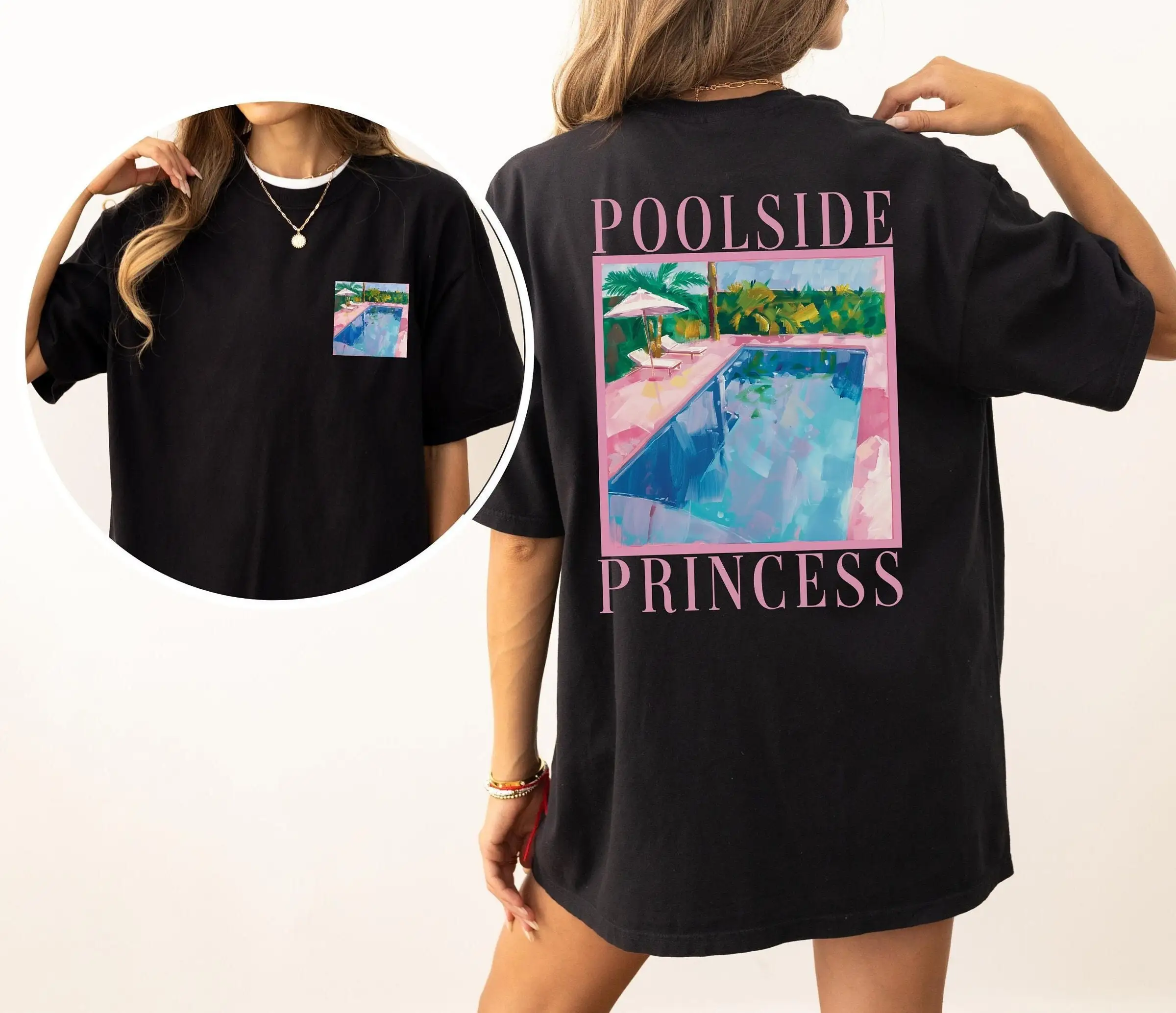 Poolside Princess T Shirt Summer Retro Pool Vintage Cool Vibes Aesthetic