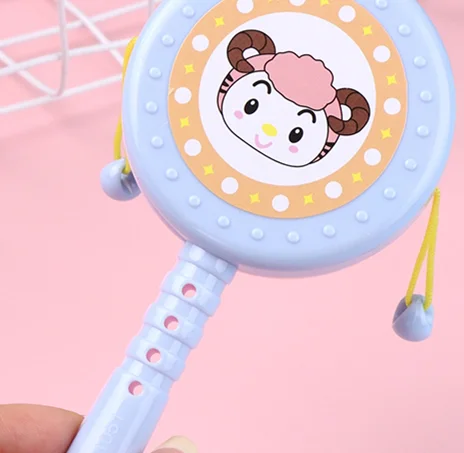 

【BBS】1Pc Cartoon Animal Rattle Drum Spin Toy Baby Early Education Rattle Toy Children's Educational Toys