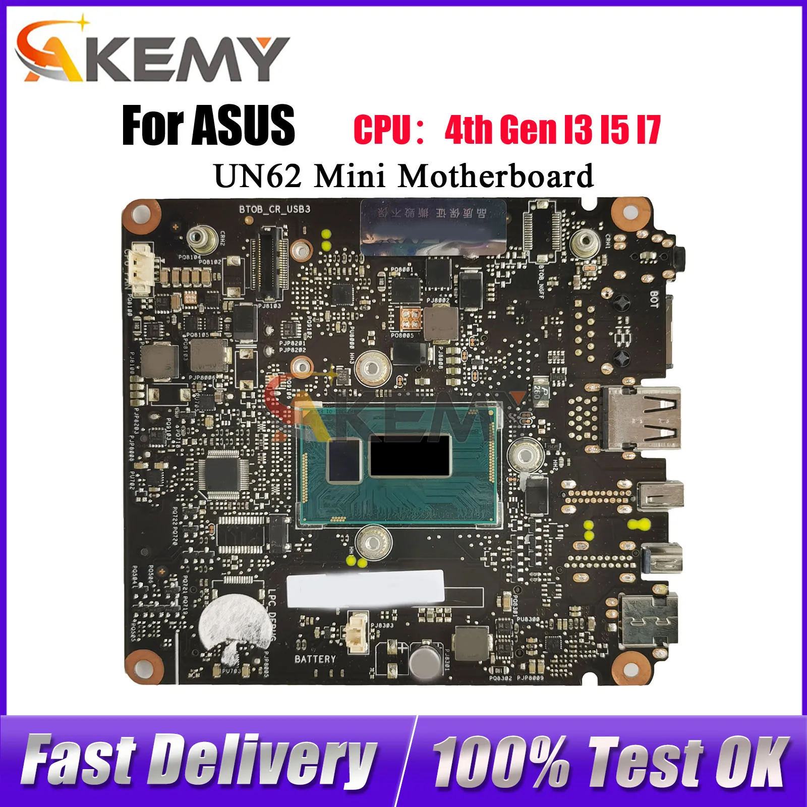 UN62 Laptop Motherboard For ASUS VivoMini UN62 Notebook Mainboard With I3 I5 I7 CPU 100% tests OK fast shipping High quality