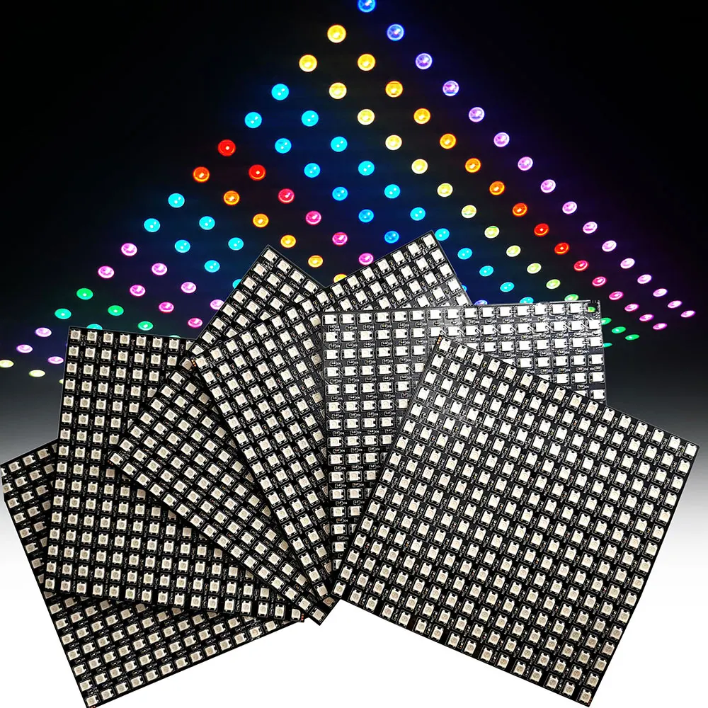 1-10PCS WS2812 Digital Matrix Flexible Screen LED Panel Module Light WS2812B Individually Addressable 5050 RGB IC 64/256Pixel