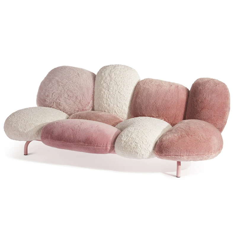 Furry puff sofa edra Cipria model room single person sofa