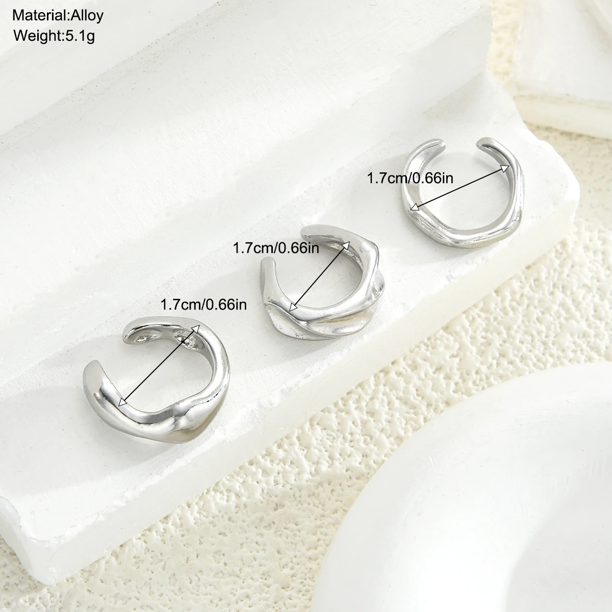 3 قطعة فاسق غير النظامية الفضة اللون المعادن قرط كبس للنساء الرجال محكم غير مثقوب أنيق Earcuff عيد الميلاد مجوهرات الأزياء