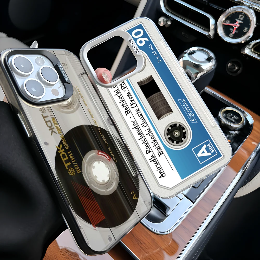 

Magnetic Radio Tape Cassette Phone Case For iPhone 16 15 14 13 12 11 Pro Max X XR XSMAX 8 7 Plus Matte Anti Fall Cover
