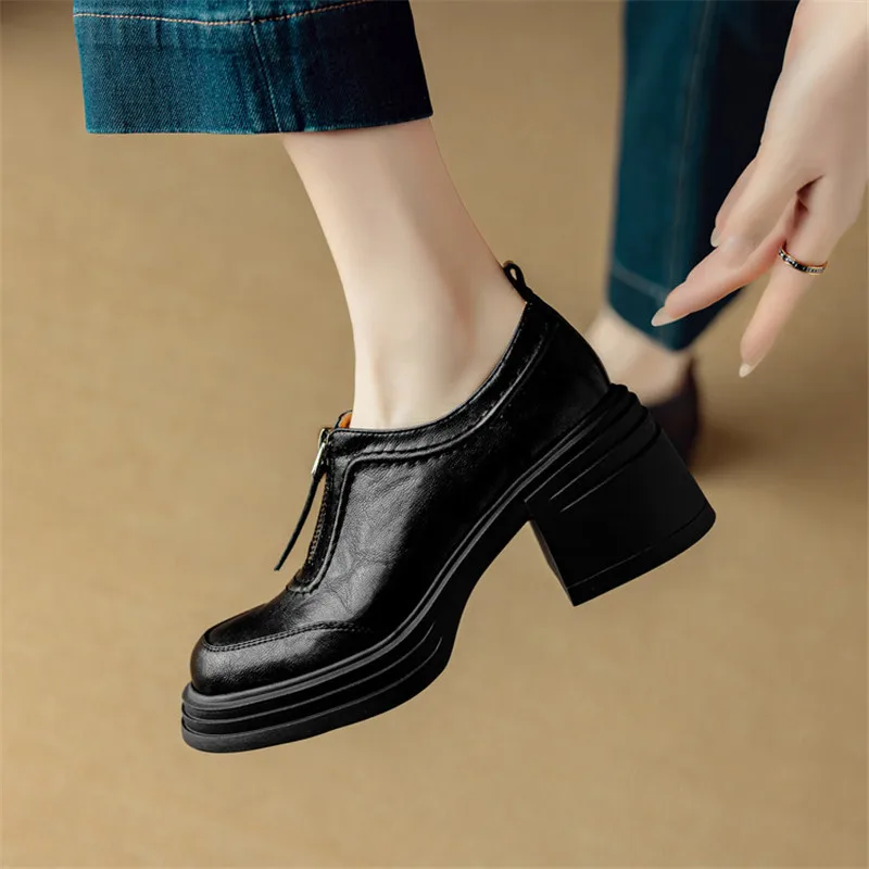 

Новые женские туфли из овчины на весну/осень, модные ретро-туфли с круглым носком, женские туфли на высоком каблуке, женские туфли-лодочки на платформе, женские лоферы