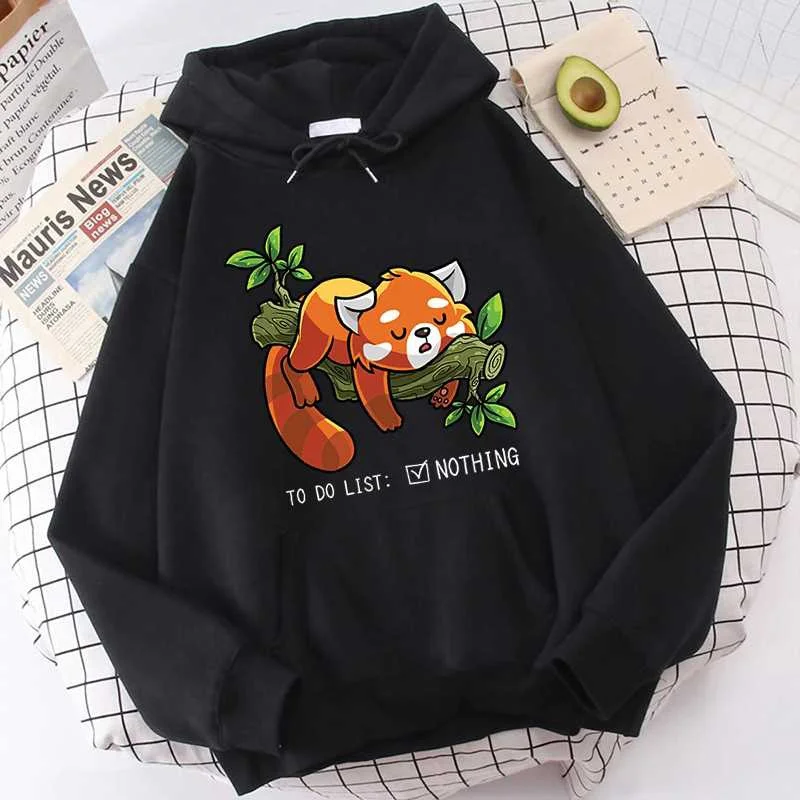 Hoodie motif Panda merah lucu Pullover Wanita Pria musim gugur musim dingin Sweatshirt wanita Streetwear