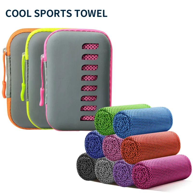 Summer Ice Cooling Towel Compact EVA Box Pack Quick Dry Sweat Absorbent Towel Outdoor Fitness Yoga Travel Use