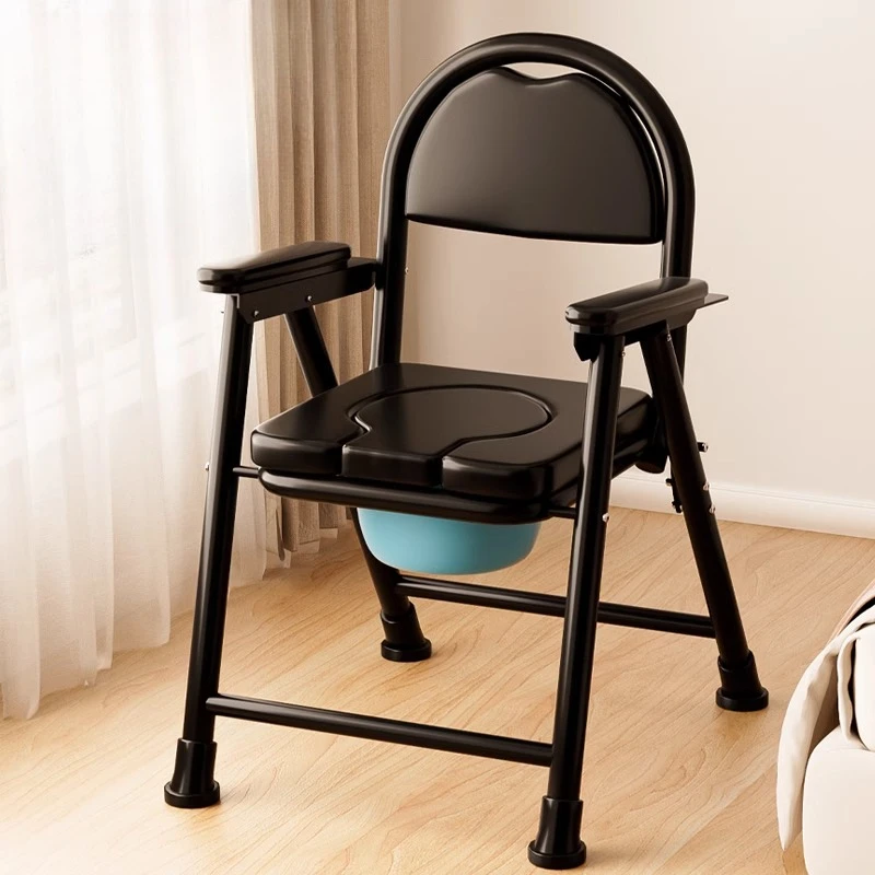 

Foldable Toilet Seat Chair Adjustable Soft Adult Bedside Commode Portable Heavy Duty for Elderly Removable No-Slip Shower Chair