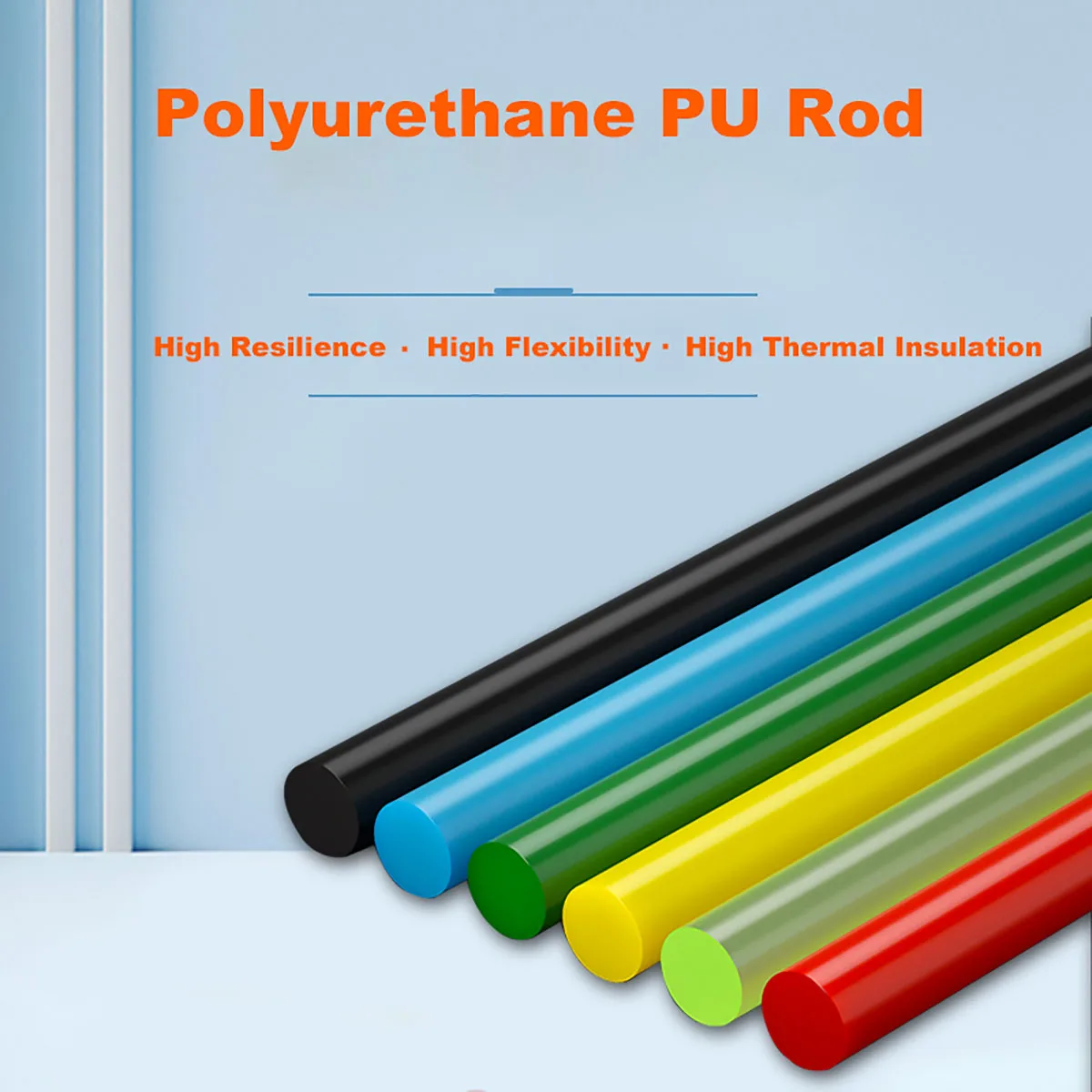 Multiple Colors Solid PU Polyurethane Rod Dia 20/25/30/35-55mm Long 500mm Beef Tendon Plate Elastic Stretch Sticks Plastic Rod