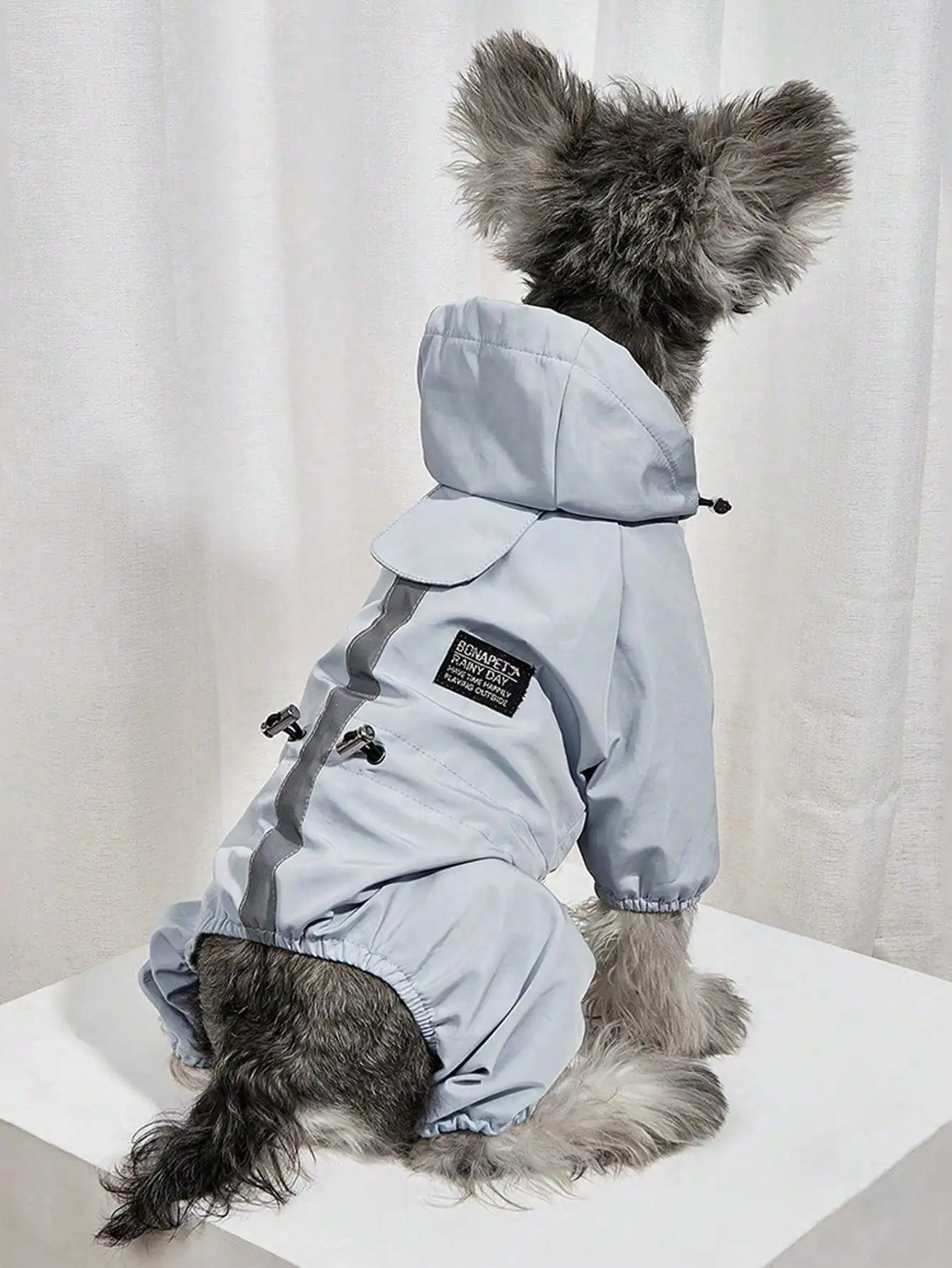 Wasserdichte Reflektierende Haustier-Regenmäntel mit 4 Beinen, Blau, Ganzjahres-Outdoor-Regenjacke für Hunde & Katzen