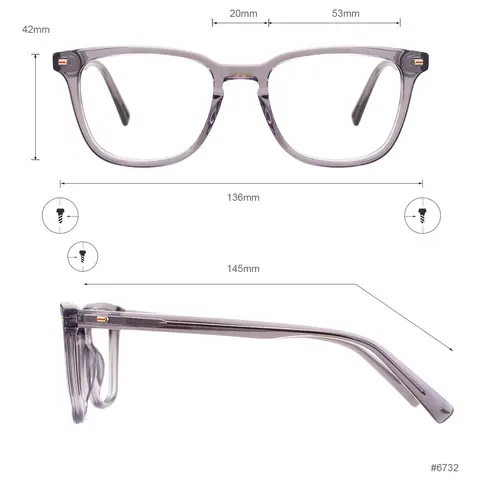 एसीटेट पूर्ण रिम आयताकार बड़े विंटेज चश्मे पुरुषों और महिलाओं के लिए मोटे चश्मे के फ्रेम में पारदर्शी प्रिस्क्रिप्शन लेंस के लिए 8 best sales चश्मे के फ्रेम - №7