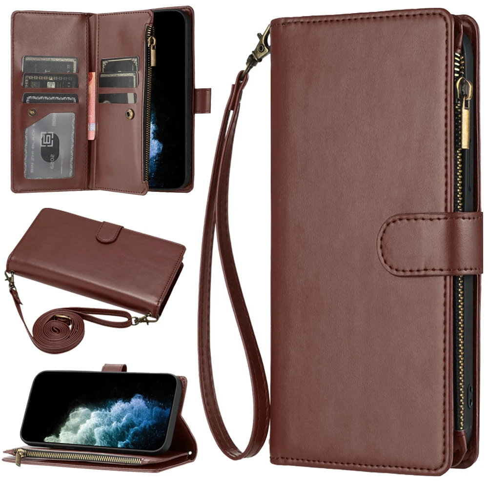 

Honor Magic7 Pro 5G Zipper Wallet Case For Huawei Honor Magoic 7 Lite Crossbody 9-Card Leather Funda Magic6 Pro 5 Lite Cover