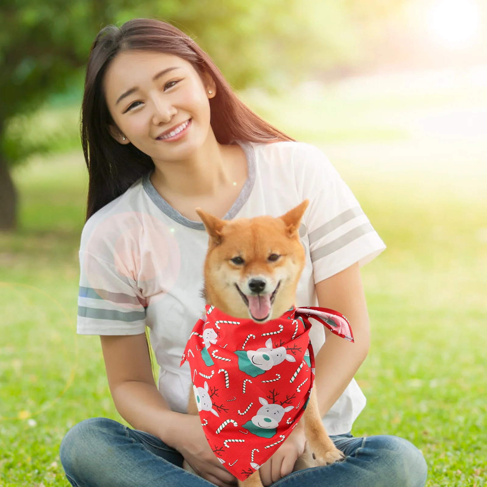 

Christmas Style Dog Bandana Triangle Bibs For Dogs Cats Xmas Party Pet Costume Accessories Red Green Blue Pet Bandanas