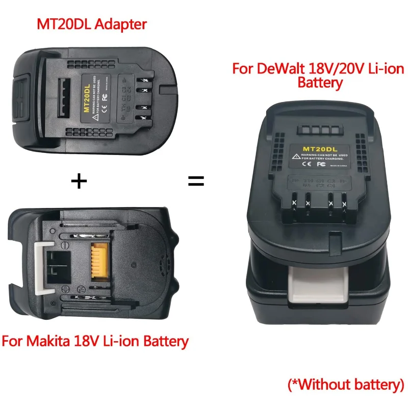 プロモーション - マキタ 18V Bl1830 Bl1860 Bl1815 リチウムイオンバッテリー用 Mt20Dl バッテリーアダプター、デウォルト 18V 20V Dcb200 リチウムイオンバッテリー用