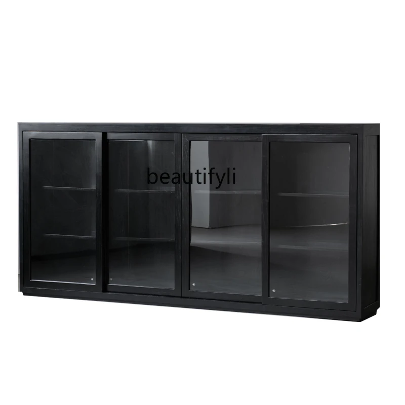 

Sili Wind Storage Solid Wood Sideboard Glass Cabinet Storage Shoe Cabinet Display Cabinet