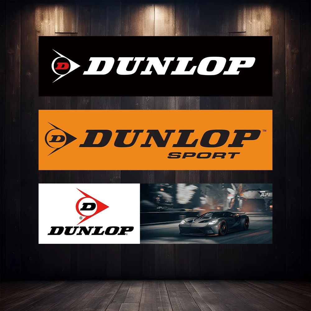 60X240cm D-DUNLOP سيارة الإطارات راية البوليستر المطبوعة المرآب جدار الفن الديكور في الهواء الطلق الإعلان #1