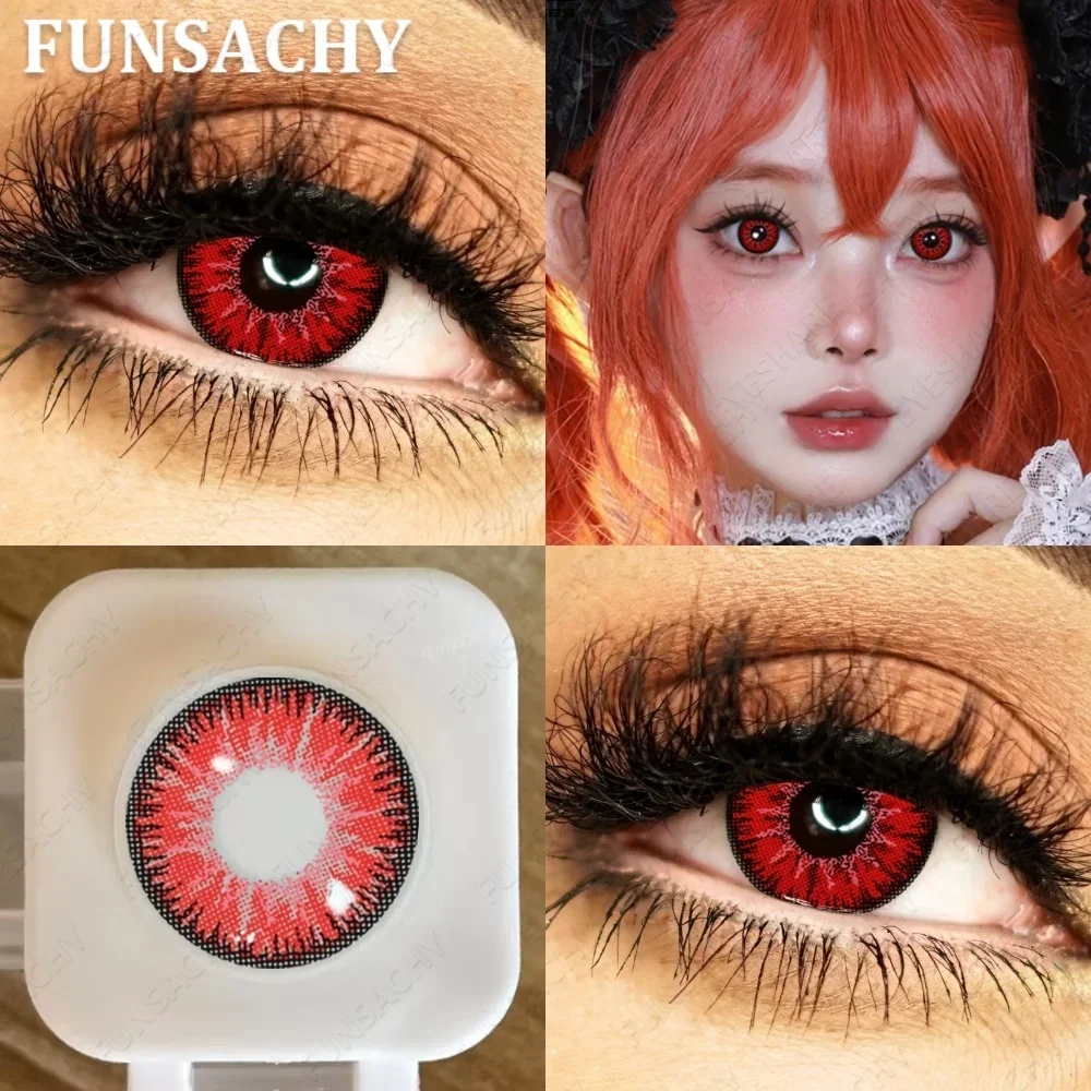 FUNSACHY 2 Stück Froya Cosplay Kontaktlinsen für Halloween, grüne und lila Linsen, Anime-Cosplay-Make-up, weiche Kontaktlinsen, rote Vampir-Augen-Kontaktlinsen. – Detail 3