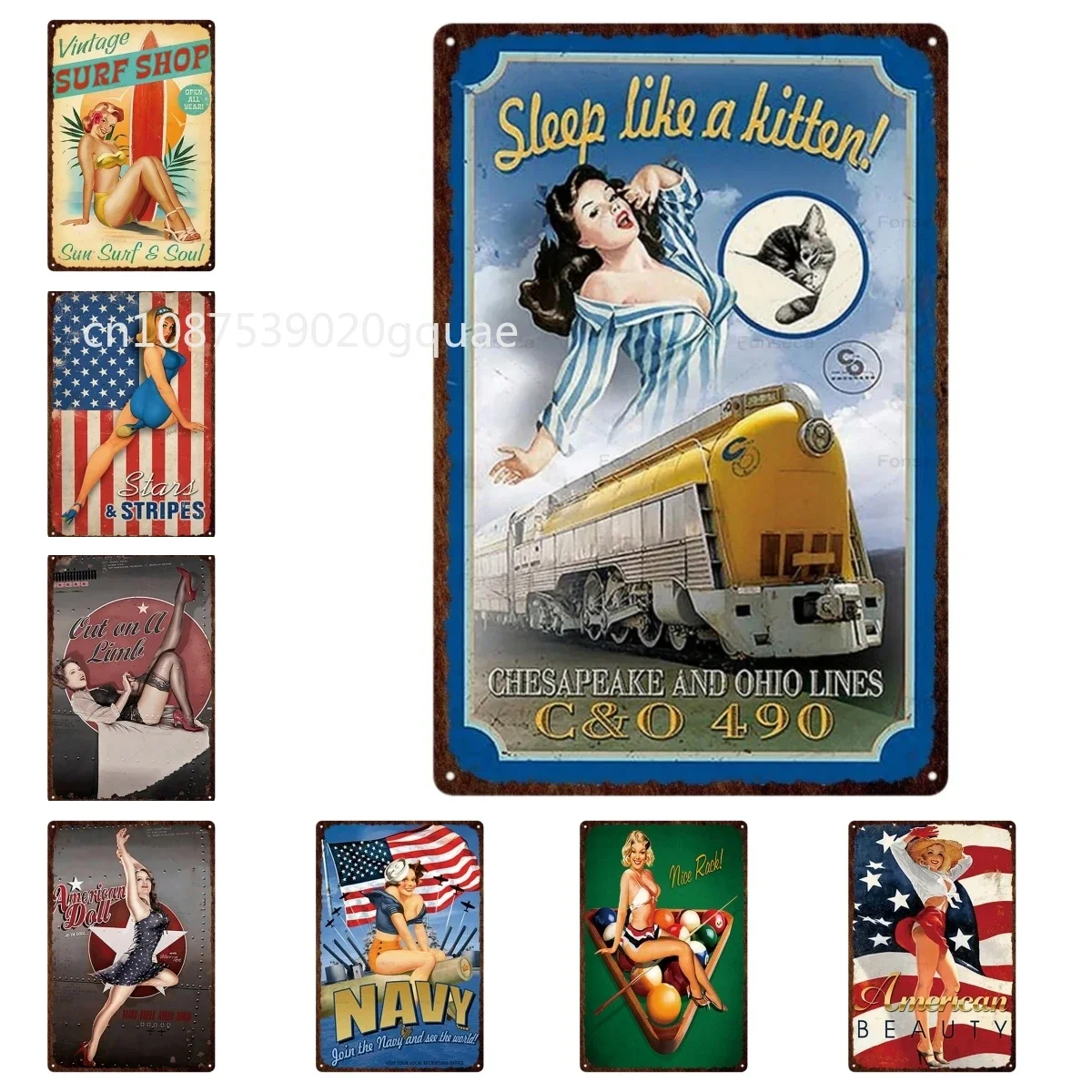

Pin Up Girl Metal Plates Vintage Tin Sign Wall Art Decor for Bar Club Home Decoration Living Room Iron Painting 20x30cm