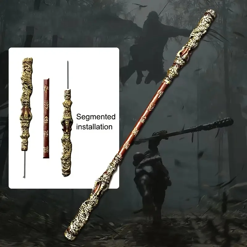 70in Sun Wukong Inspired Golden Staff PU Black Myth Weapon Cudgel Real Full Size Japanese Katana Samurai Sword Cosplay Accessory