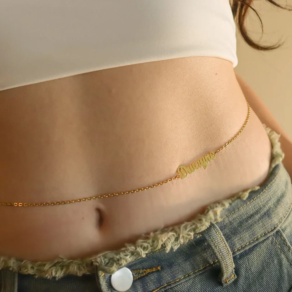1 قطعة سلسلة الخصر اسم مخصص للنساء مثير العصرية مجوهرات شخصية الفولاذ المقاوم للصدأ لوحة الجسم ملحقات السلسلة الهدايا