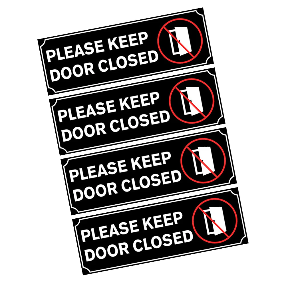 

4Pcs Please Keep Door Closed Sign PVC Waterproof Door Reminder Sticker for Office Bathroom Lounge Storage Room