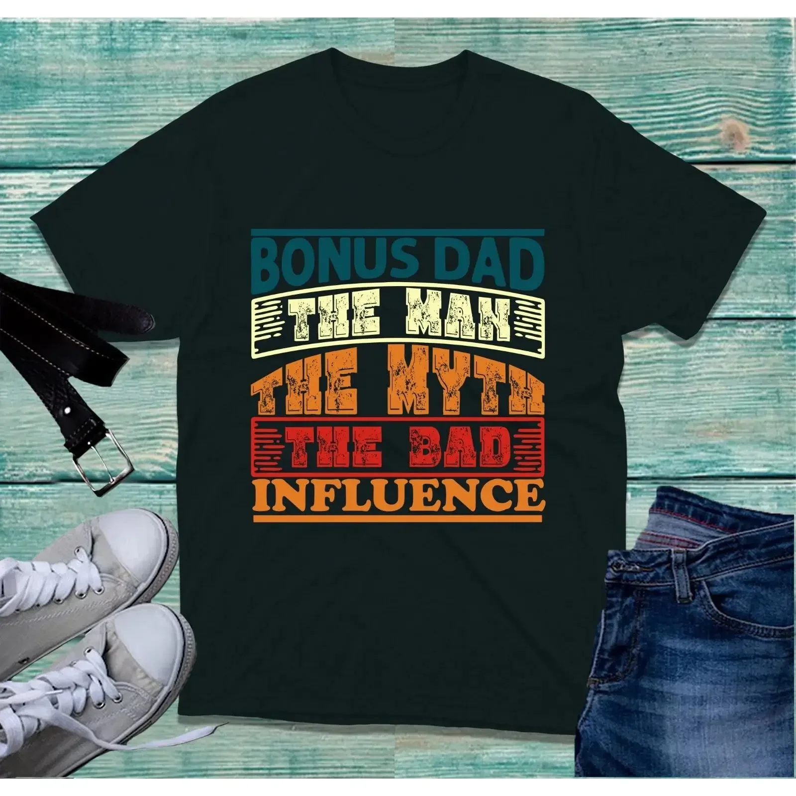 Bonus Dad The Man Myth Influence T Shirt Father's Day Top Image 1 of 2 vintage Washed Casual streetwear Comfortable Soft Unisex