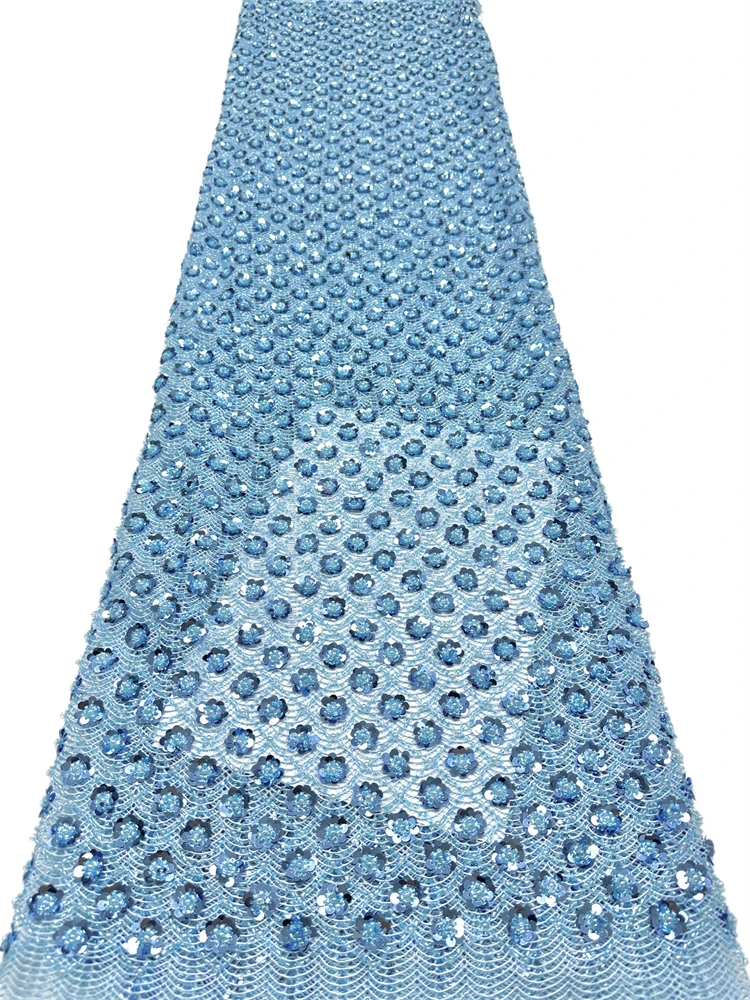 

Royal Blue African Groom Lace Fabric High Quality Sequins Embroidered Nigerian French Lace Fabric for Wedding Party Dress Sewing