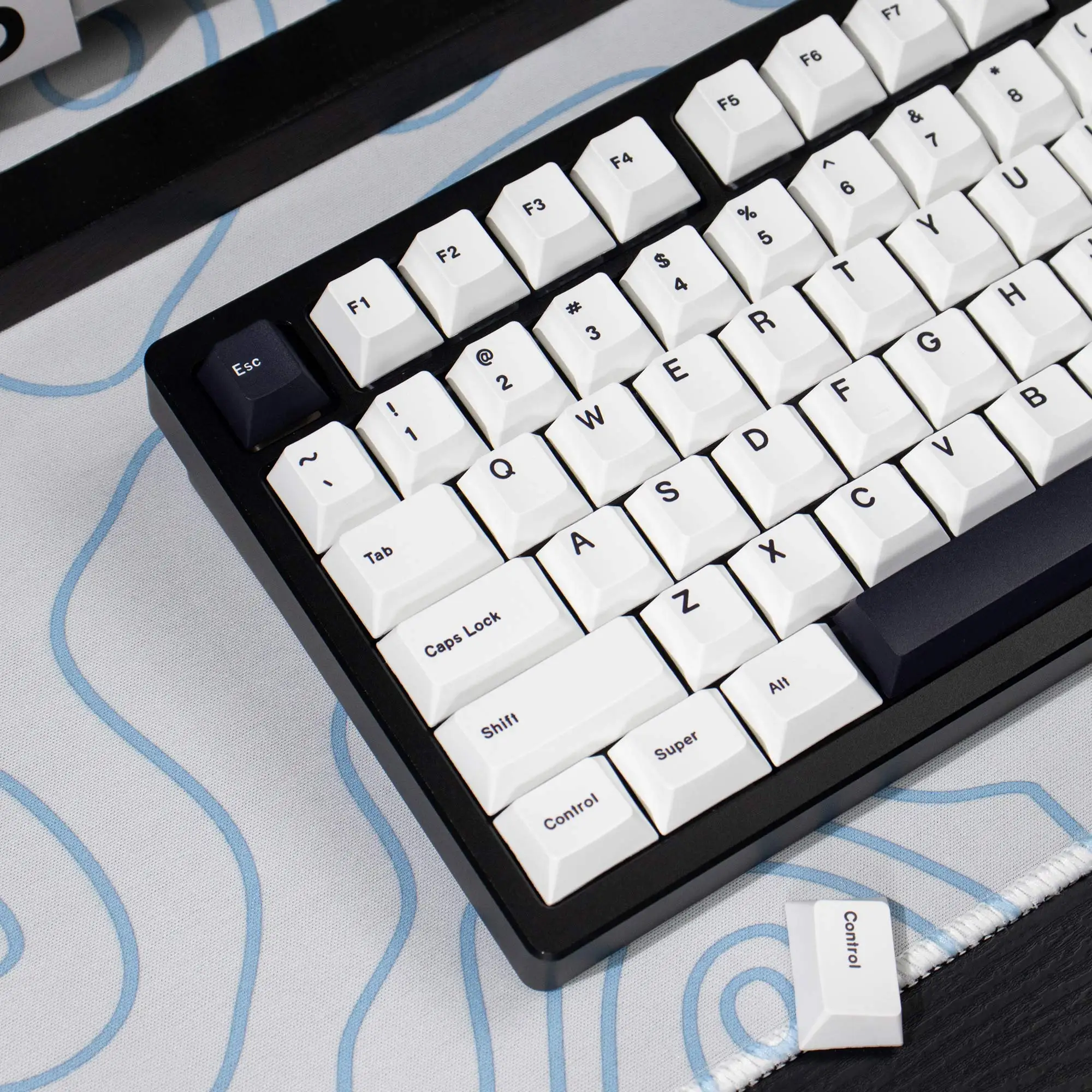 

144 клавиши, колпачки для клавиш из ПБТ, английские, черно-белые колпачки для клавиш, колпачки для клавиш с сублимационной краской Cherry для механической клавиатуры MX 64/87/96